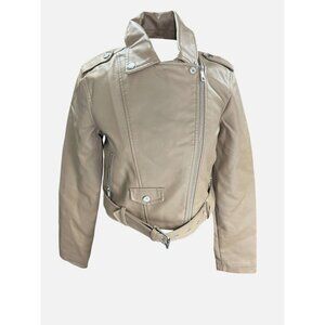 Forever 21 Womens Taupe Faux Leather Moto Jacket With Belted Waist Size S